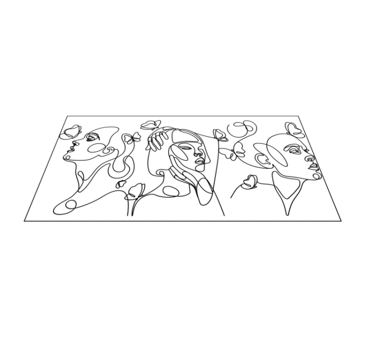 Outlime art faces modern vinyl rug - TenStickers