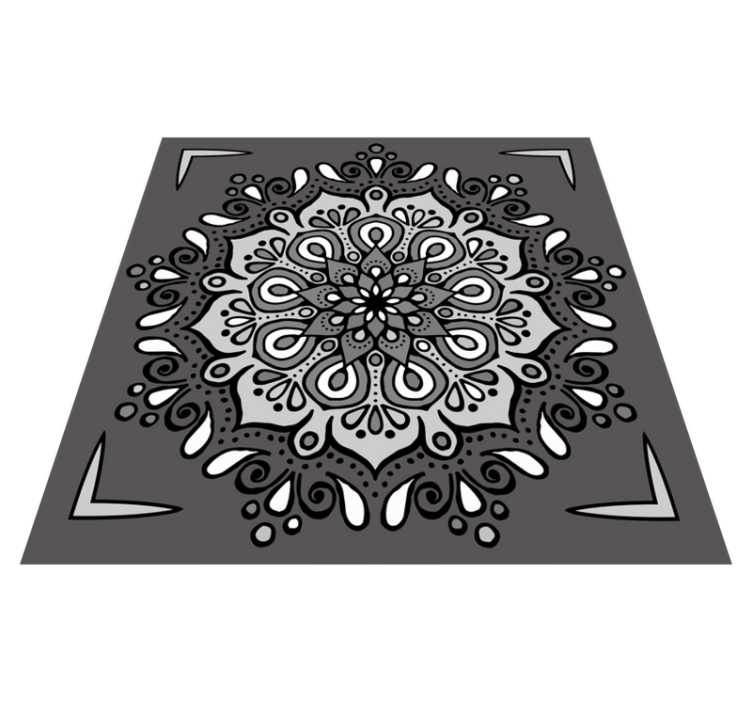 Elegant motif on grey mandala vinyl rug - TenStickers
