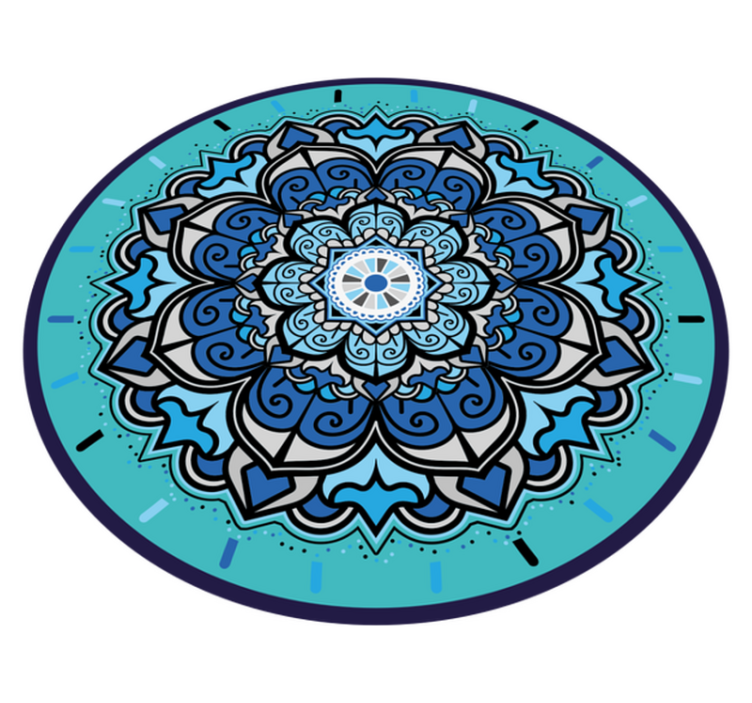Intricate Blue Mandala circular vinyl rug - TenStickers