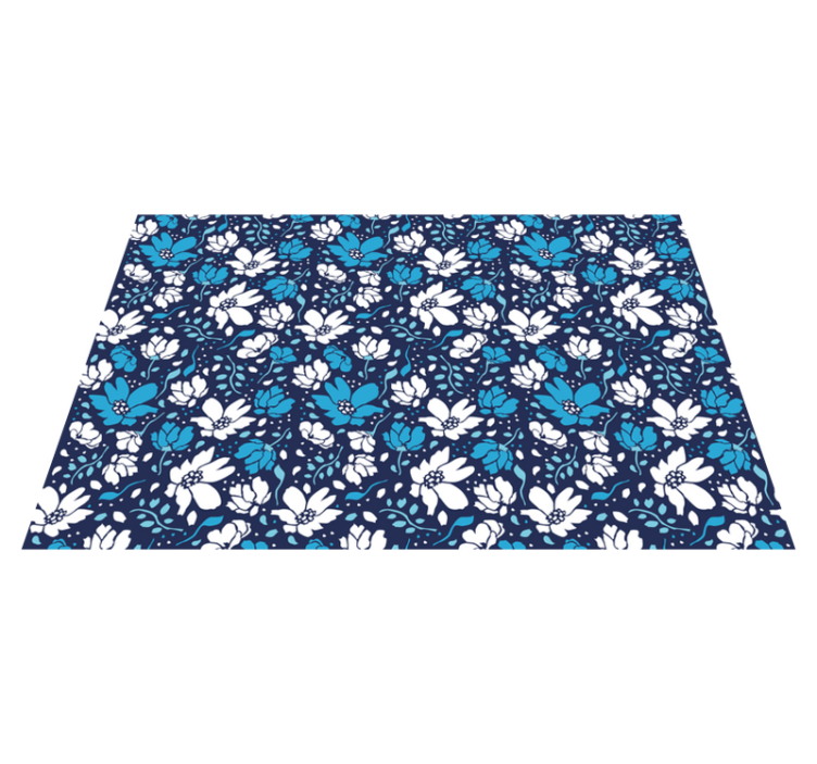 Floral vinyl rug navy floral design - TenStickers
