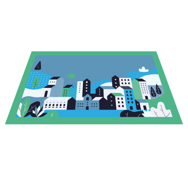 Blue urban landscape kids vinyl rug - TenStickers