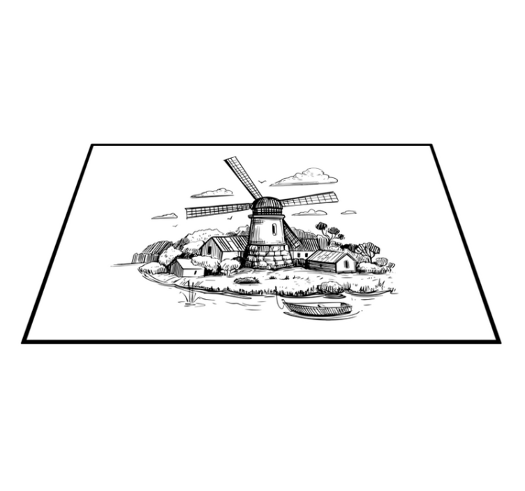 Windmill Landscape vintage vinyl rug - TenStickers