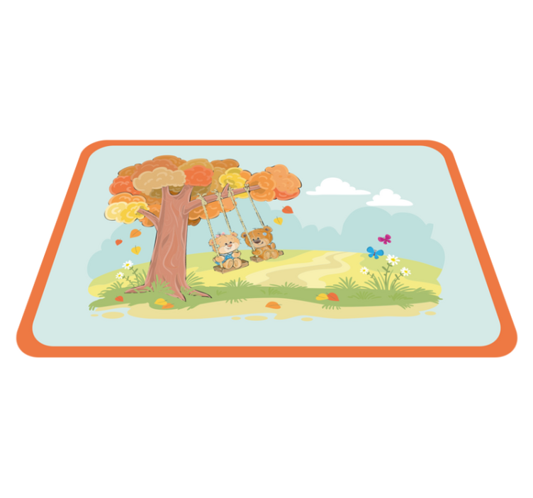 Baby bears on swings kids vinyl rug - TenStickers