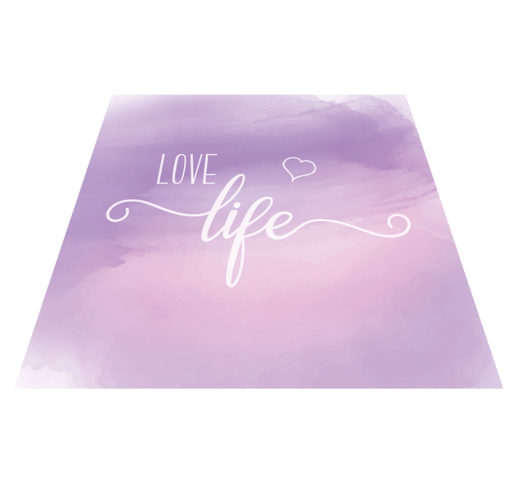 Love life on purple stain square vinyl rug - TenStickers