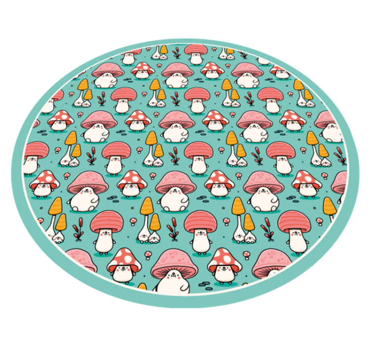 Adorable Mushroom Figures nature vinyl rug - TenStickers