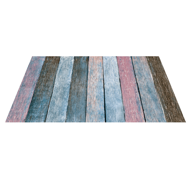 Blue and pink planks wood effect vinyl rug - TenStickers