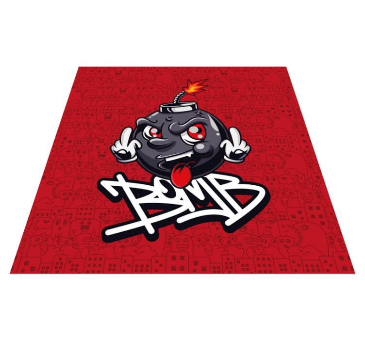 Cartoon Bomb Character teen vinyl rug - TenStickers
