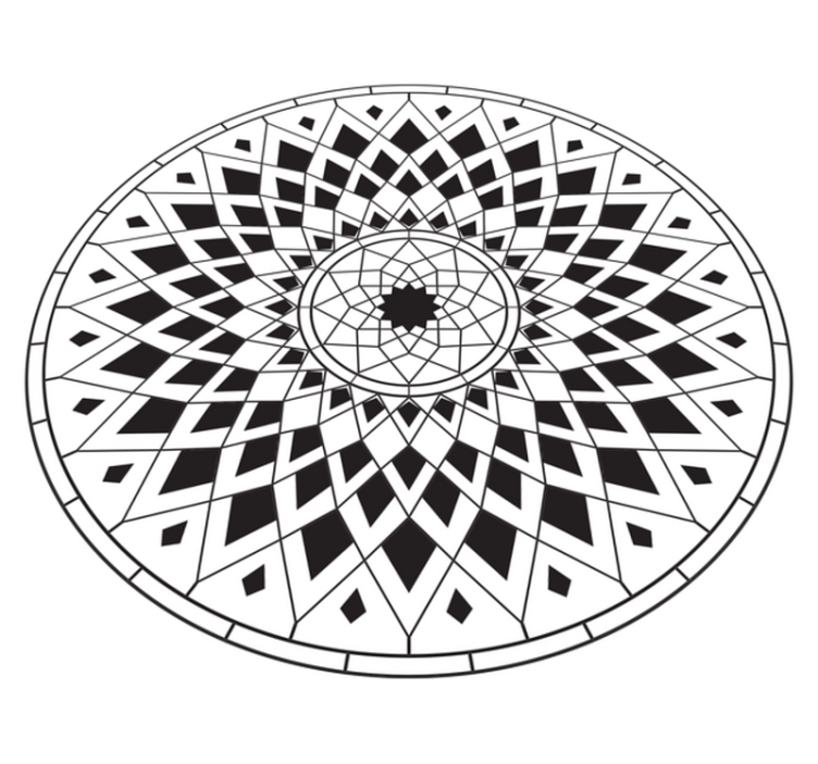 Complex Black Motif mandala vinyl rug - TenStickers
