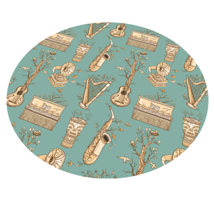 Vintage music instruments pattern circular rug - TenStickers