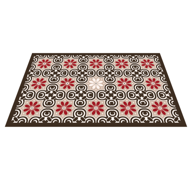 Floral Circular Patterns tile vinyl rug - TenStickers