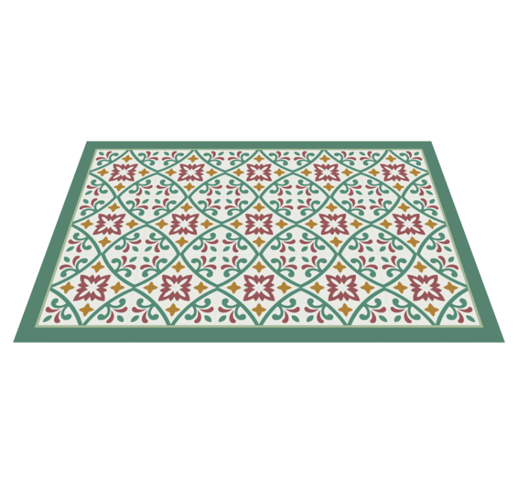 Elegant floral mosaic kitchen vinyl rug - TenStickers
