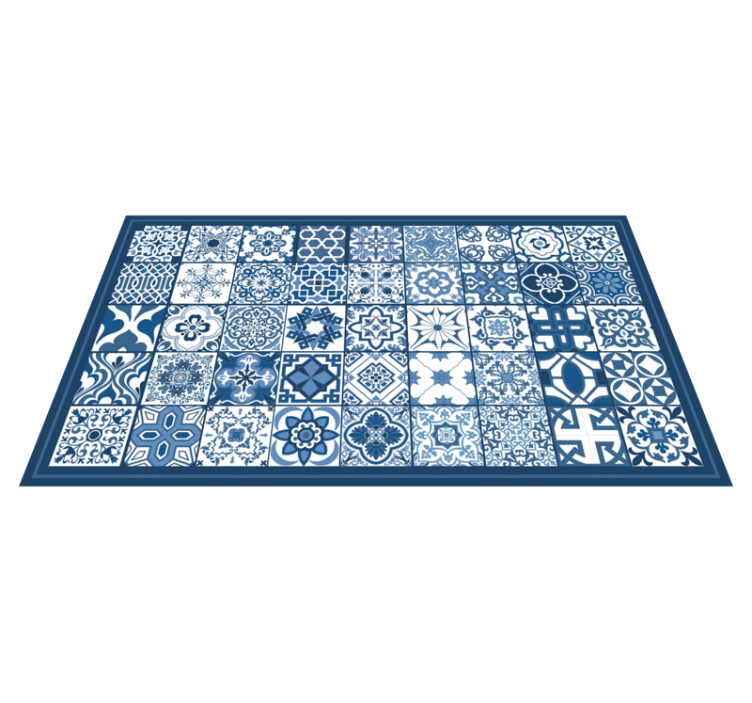 Classic blue patterns tile vinyl rug - TenStickers
