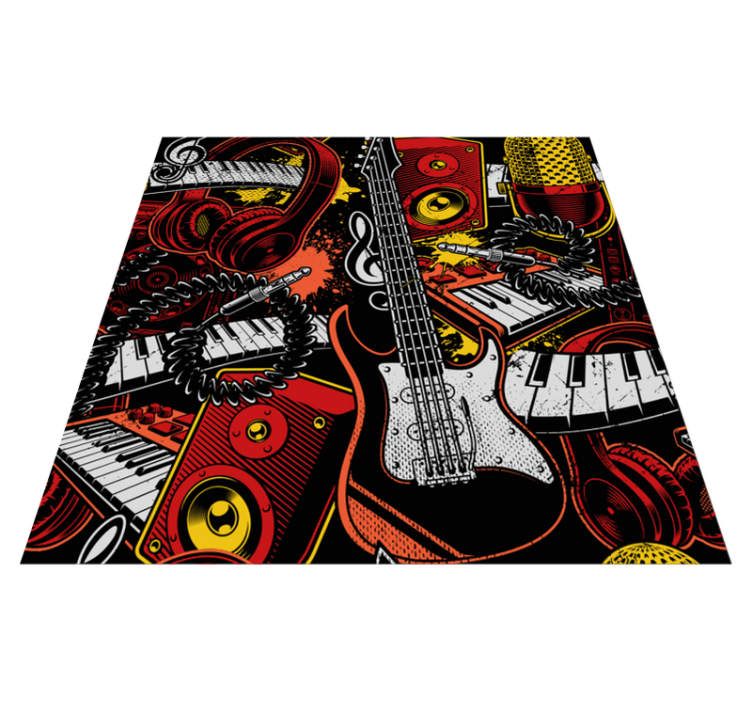 Cartoon musical instruments square vinyl rug - TenStickers
