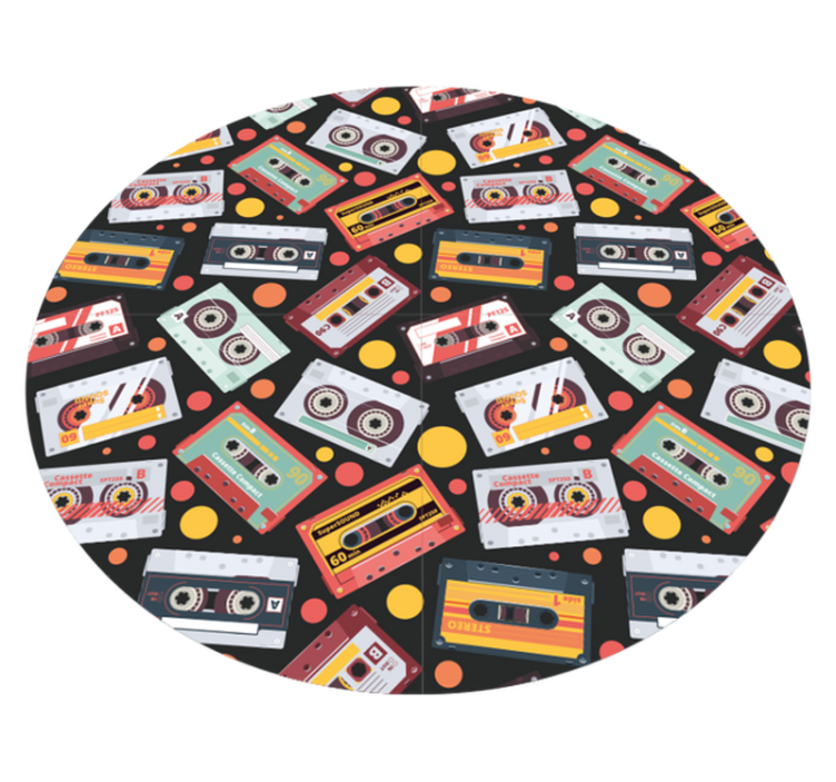 Vintage vinyl rug with cassette pattern design - TenStickers