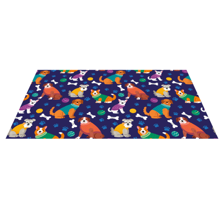 Colorful dressed puppies kids vinyl rug - TenStickers