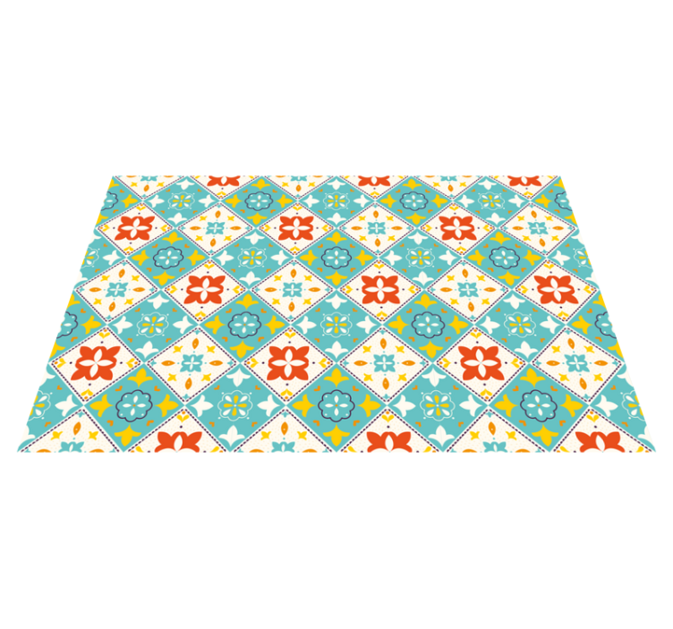 Plant inspired style tile vinyl rug - TenStickers