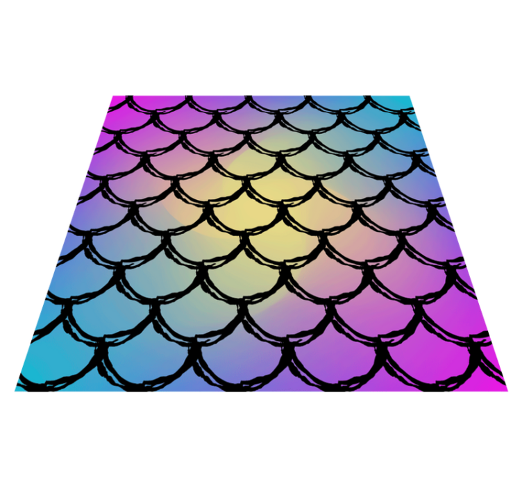 Fish scale gradient pattern square vinyl rug - TenStickers
