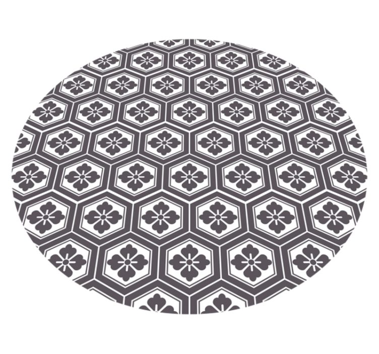 Circular vinyl rug with hexagonal floral design - TenStickers