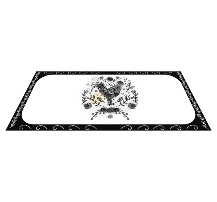 Charming Rooster Motif floral vinyl rug - TenStickers