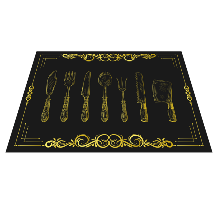 Kitchen vinyl rug with kitchen utensils design - TenStickers
