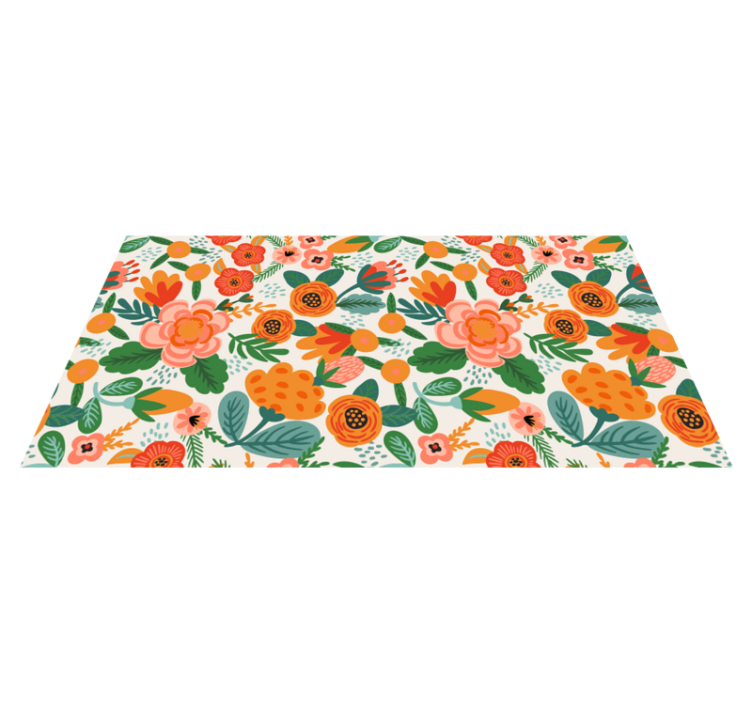 Floral garden pattern floral vinyl rug - TenStickers