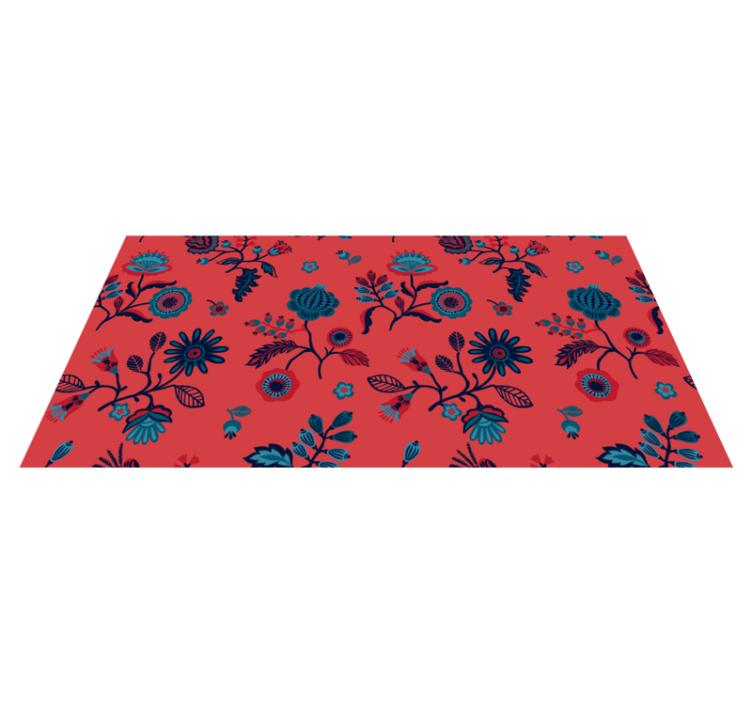 Lively Flower Illustration floral vinyl rug - TenStickers