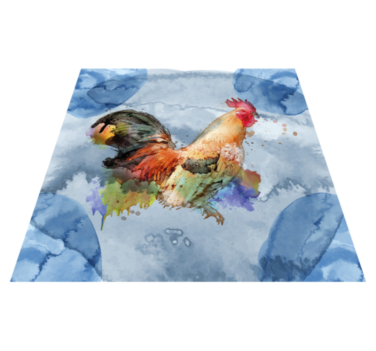 Aquarella rooster animal vinyl rug - TenStickers