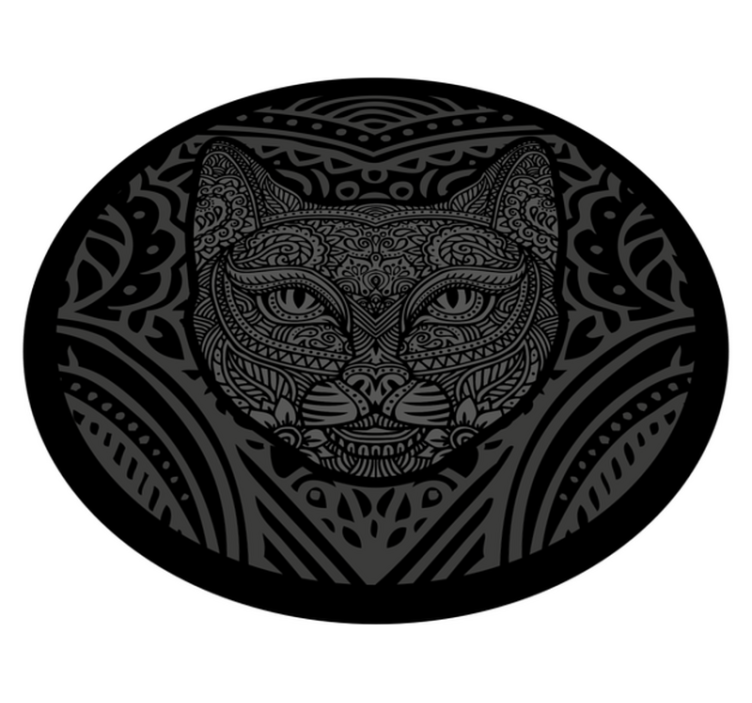 Black cat face animal vinyl rug - TenStickers
