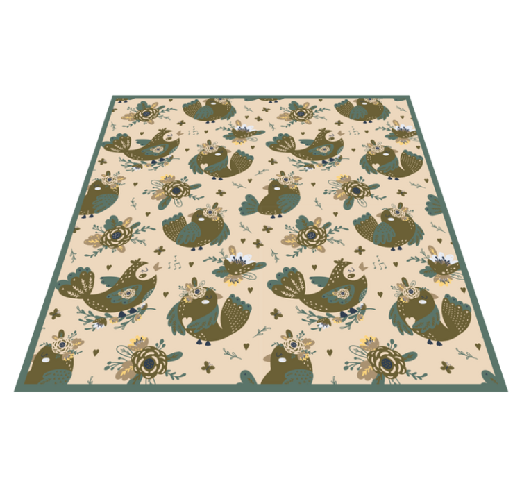 Whimsical Bird Patterns floral vinyl rug - TenStickers