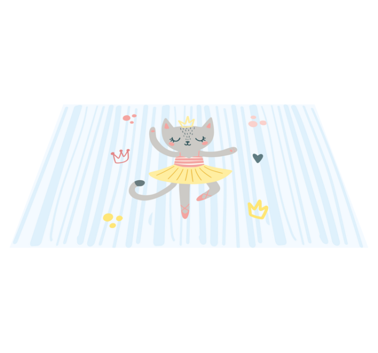 Dancing Cat Illustration kids vinyl rug - TenStickers