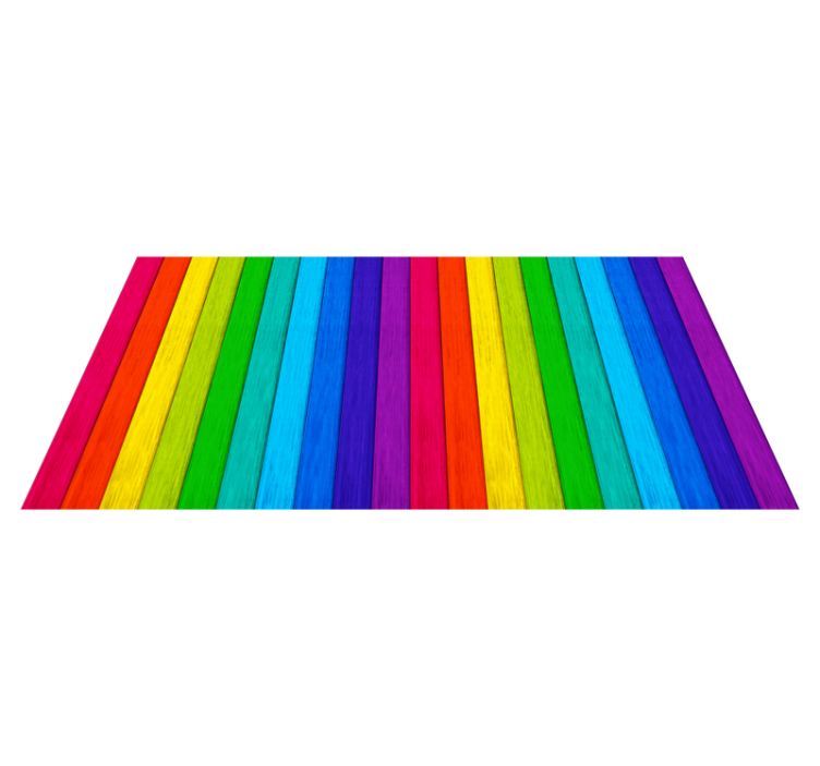 Rainbow Striped Layout wood effect vinyl rug - TenStickers