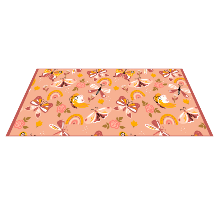 Colorful Floral Butterflies nursery vinyl rug - TenStickers