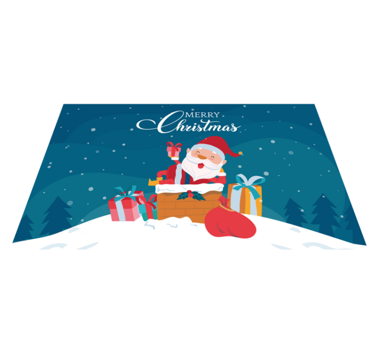Santa with gifts Christmas vinyl rug - TenStickers
