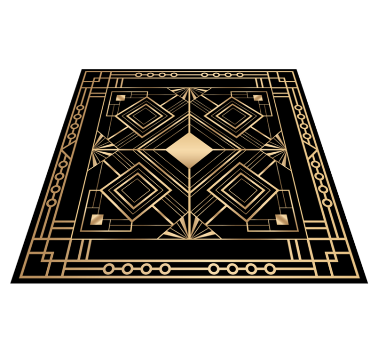 Mosaic vinyl rug with geometric gold design - TenStickers