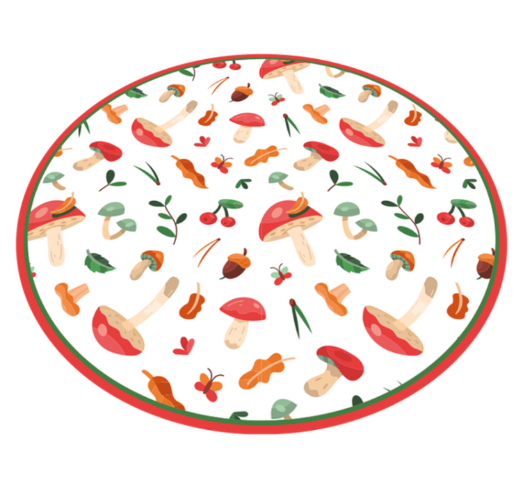 Mushroom flower motif floral vinyl rug - TenStickers