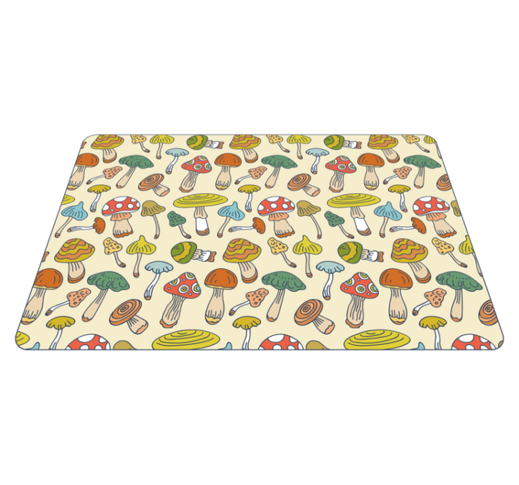 Lively Mushroom Illustration kitchen vinyl rug - TenStickers