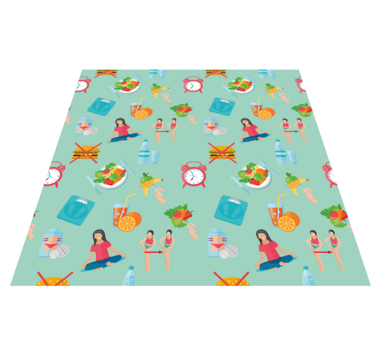 Healthy Lifestyle Icons kids vinyl rug - TenStickers