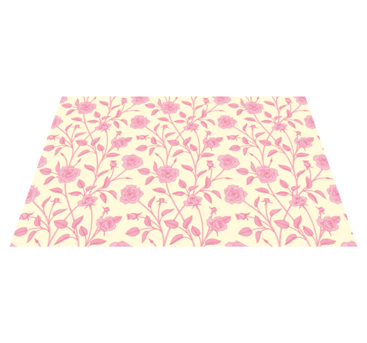 Charming pink flora floral vinyl rug - TenStickers