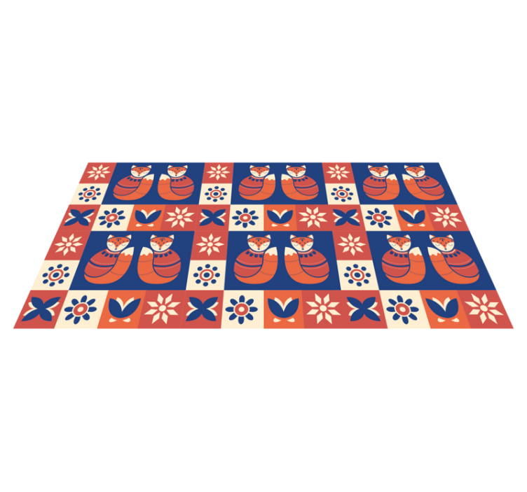 Colourful Fox Patterns kids vinyl rug - TenStickers