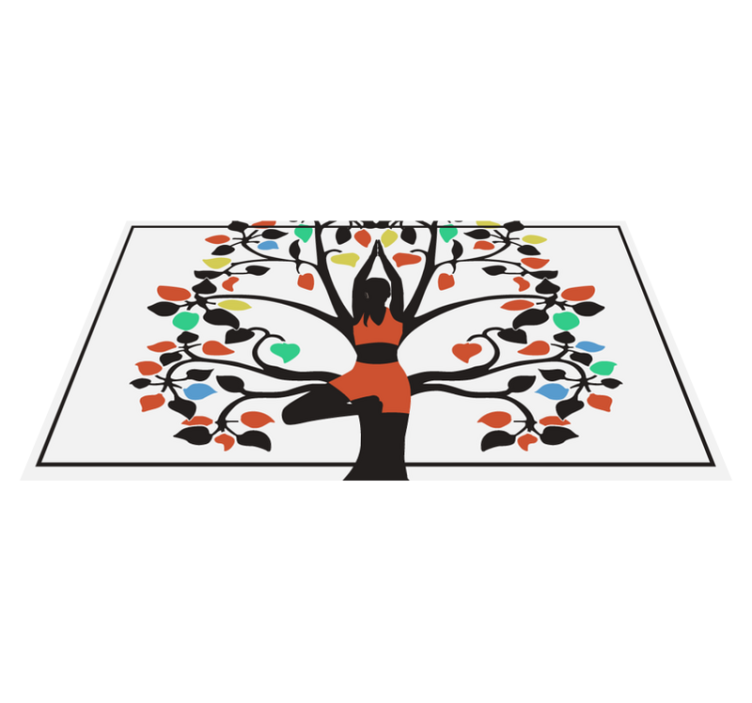 Colorful yoga tree pose  mandala vinyl rug - TenStickers