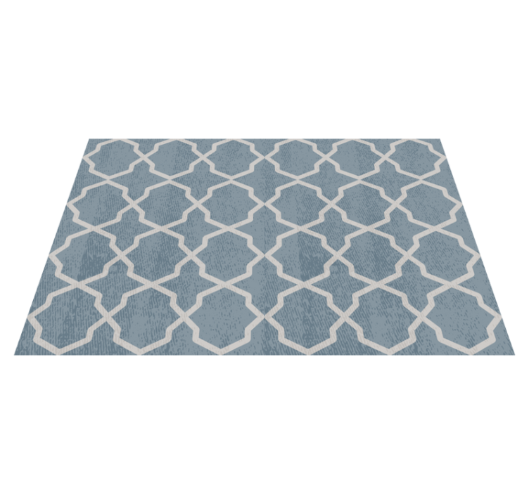 Geometric Blue Motif tile vinyl rug - TenStickers