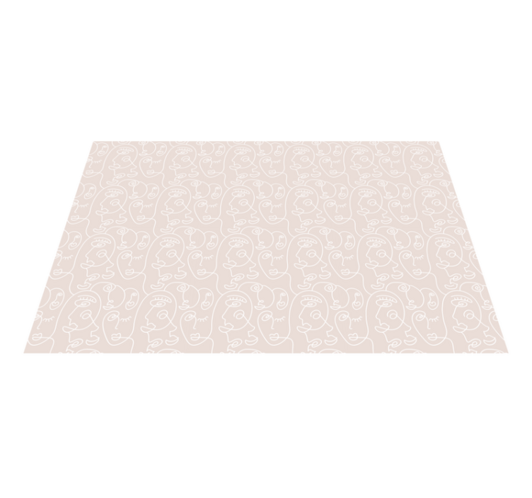 Minimalist Line Faces modern vinyl rug - TenStickers