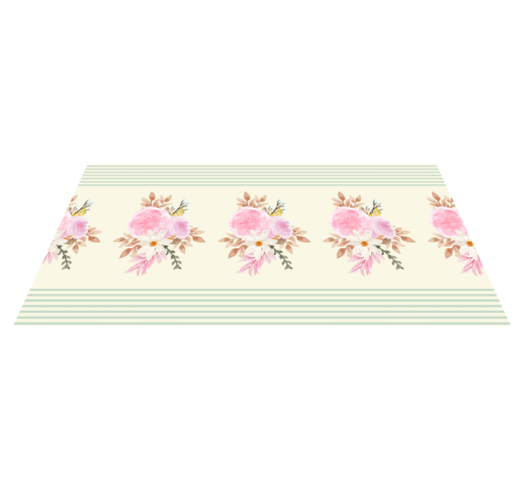 French Provincial striped  floral rug - TenStickers