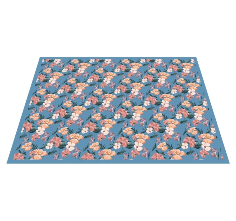 Floral Bloom Pattern floral vinyl rug - TenStickers
