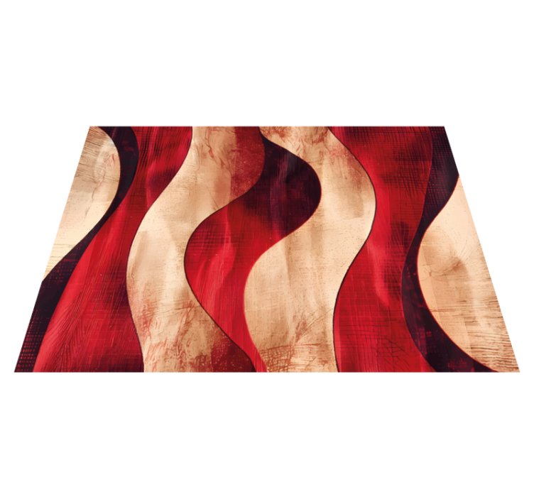 Modern waves pattern red vinyl rug - TenStickers