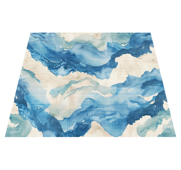 Marbled waves blue vinyl rug - TenStickers