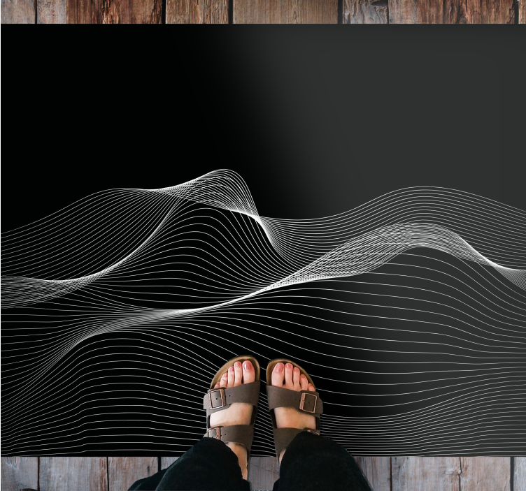 3d abstract black wave bathroom flooring - TenStickers