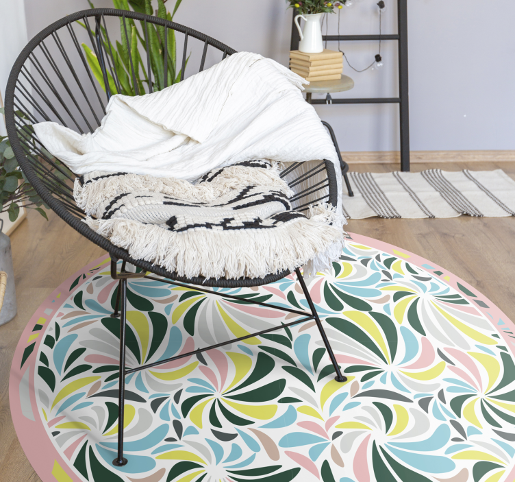 Colorful Floral Swirls nursery vinyl rug - TenStickers