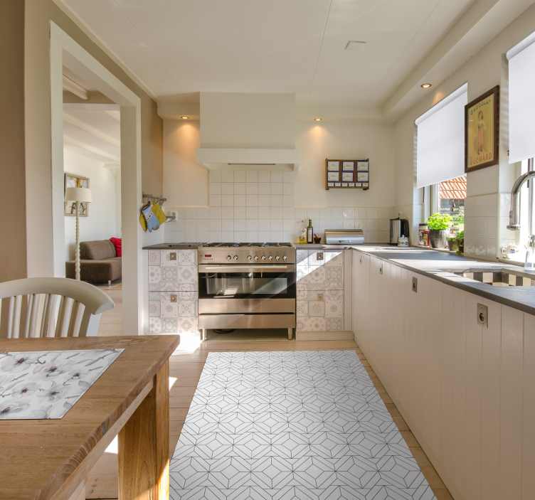 White Pattern geometric vinyl rug - TenStickers