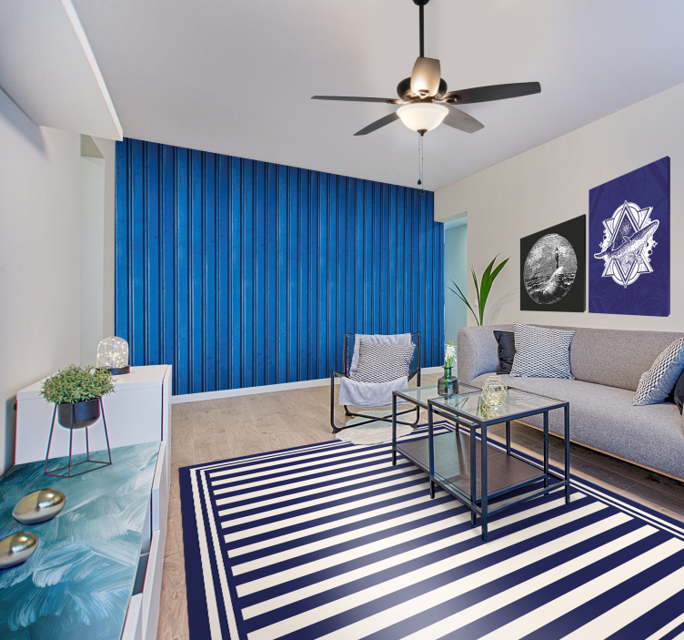 marine blue stripes carpet - TenStickers